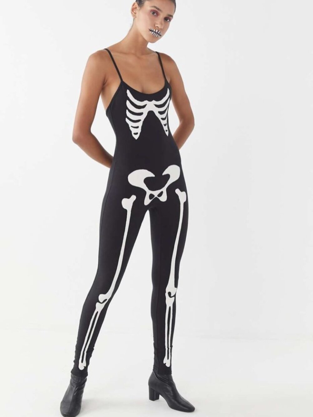 Urban Outfitters UO Skeleton Catsuit Halloween Costume Jumpsuit Goth size L